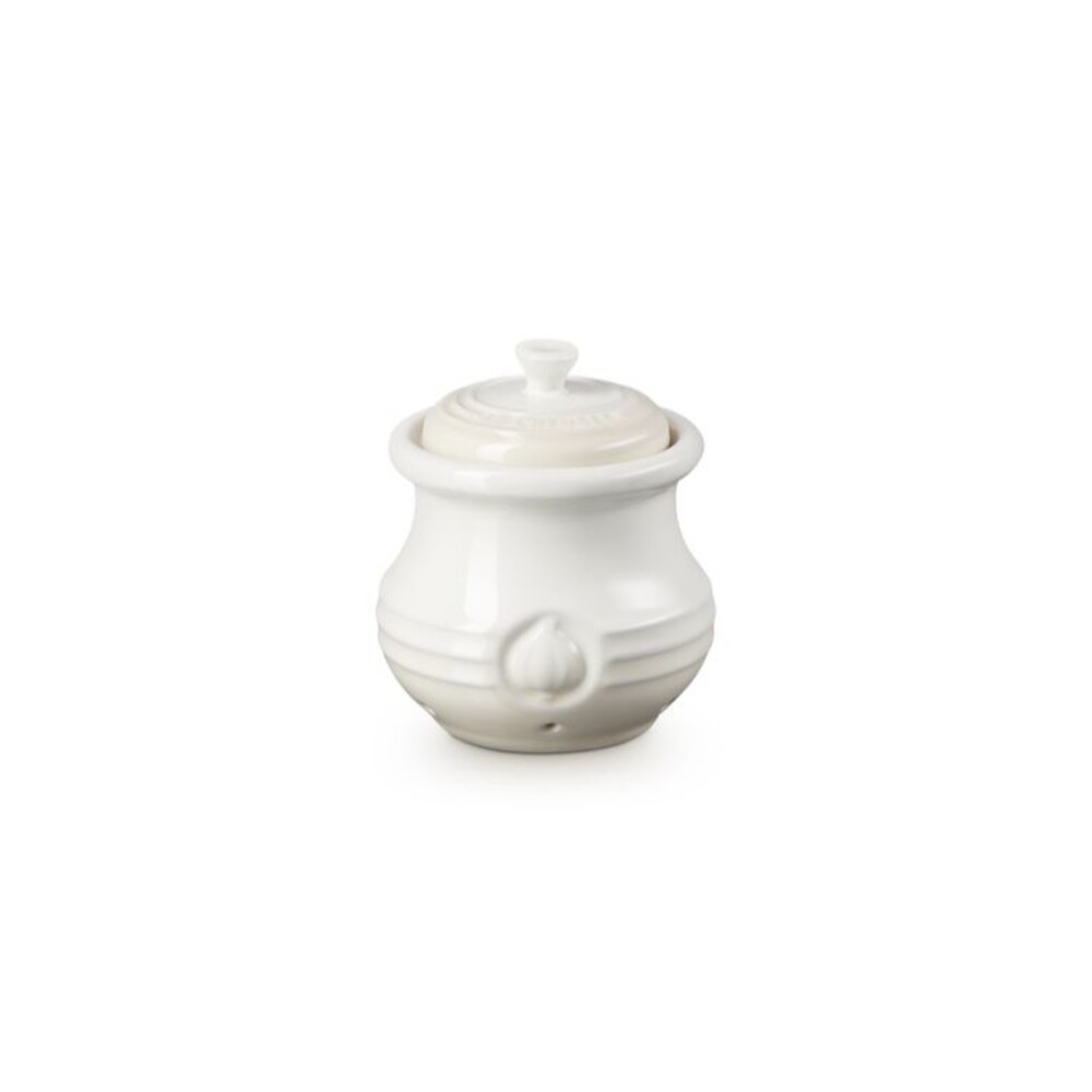 Le Creuset Stoneware Signature Garlic Keeper 420 ml 14oz Meringue NEW NWT